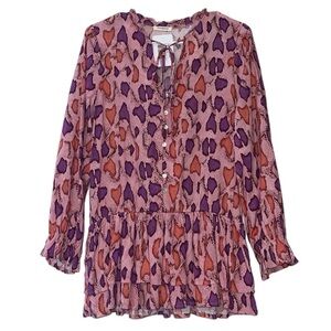 SundayUp small women's Pretty In Snakeskin pink print ruffle shirt ties has flaw